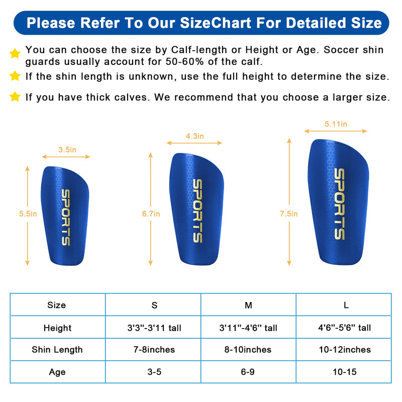 Shin Guards Soccer Youth, Shin Guards Kids with Upgraded Non-Slip Pockets Sleeves, Breathable Child Calf Cushioning Protective Gear for 3-15 Years Old Boys Girls Kids Teenagers blue Large - NewNest Australia