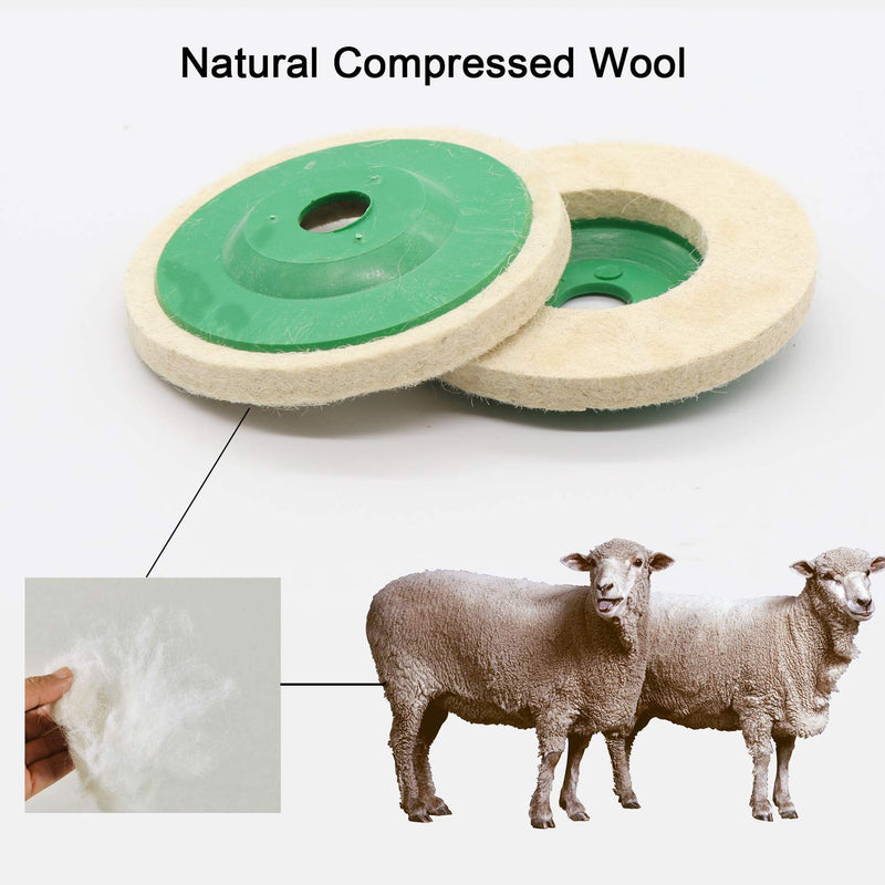 10 Pack 4 Inch Round Wool Felt Disc Wheel Pad, for 100 Angle Grinder, Buffing Polishing Buffer Bore Dia-White & Green 10 pack - NewNest Australia