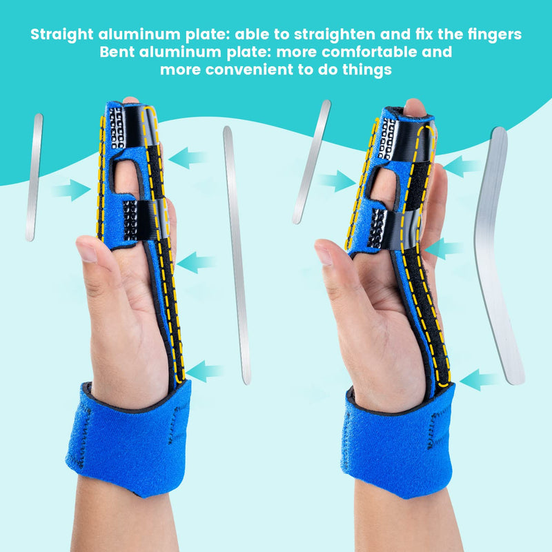 Fingers Splint,Adjustable Finger & Metacarpal Brace, 2 Aluminum Plate Support,Trigger Finger Splint, Finger Correction Immobilizer, Finger Fracture, Arthritis, Mallet Finger, Sprain (2-Fingers) 2-Fingers - NewNest Australia