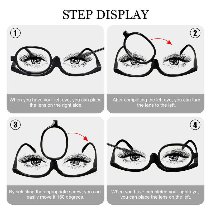Makeup Glasses Reading Glasses, Magnifying Rotating Single Lens Makeup Glasses, Portable Flip Down Cosmetic Glasses Reading Aid for Women, Makeup Essential Tool Black 1.5 x - NewNest Australia