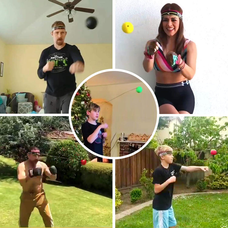 TEKXYZ Boxing Reflex Ball, 2 Difficulty Levels Boxing Ball with Headband, Perfect for Reaction, Agility, Punching Speed, Fight Skill and Hand Eye Coordination Training Black/Red - NewNest Australia