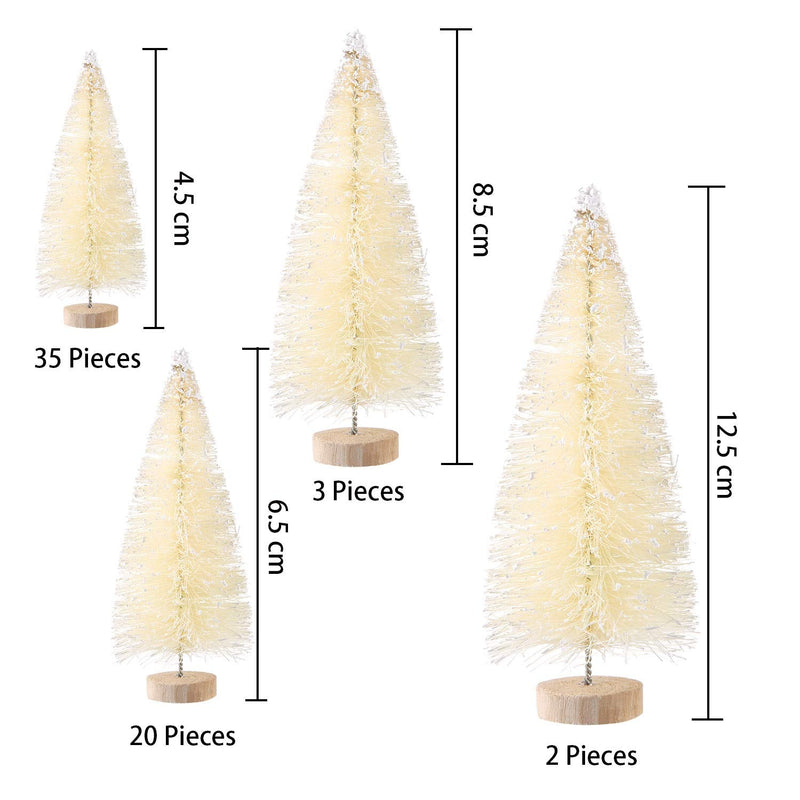 SATINIOR 60 Pieces Artificial Mini Christmas Tree Sisal Snow Trees Bottle Brush Christmas Trees Pine Trees Ornaments with Wooden Base for Christmas Party Home Decoration (4 Sizes, White) 4 Sizes - NewNest Australia