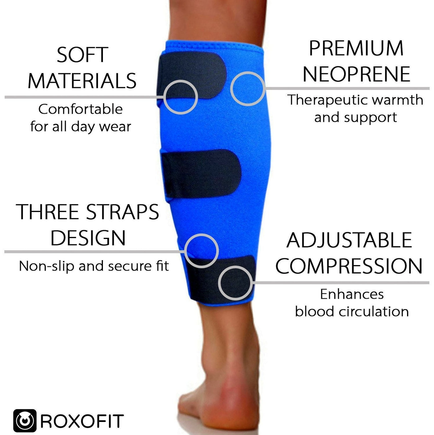 Calf Brace for Torn Calf Muscle and Shin Splint Relief - Calf Compression  Sleeve for Strain, Tear, Lower Leg Injury - Runners Neoprene Splints Wrap  for Men and Women
