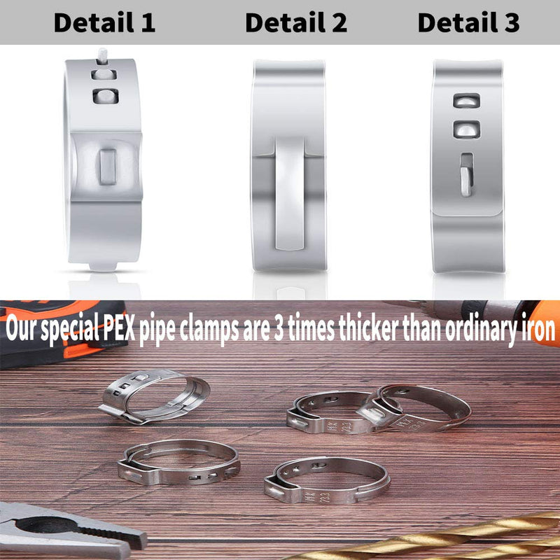 50 PCS 1/2 Inch PEX Cinch Clamp Rings, 304 Stainless Steel PEX Fitting Clamps Pinch Clamps Ring Crimp Rings for PEX Tubing Pipe Fitting Connections (Silver-1/2inch(50PCS)) Silver-1/2inch(50PCS) - NewNest Australia