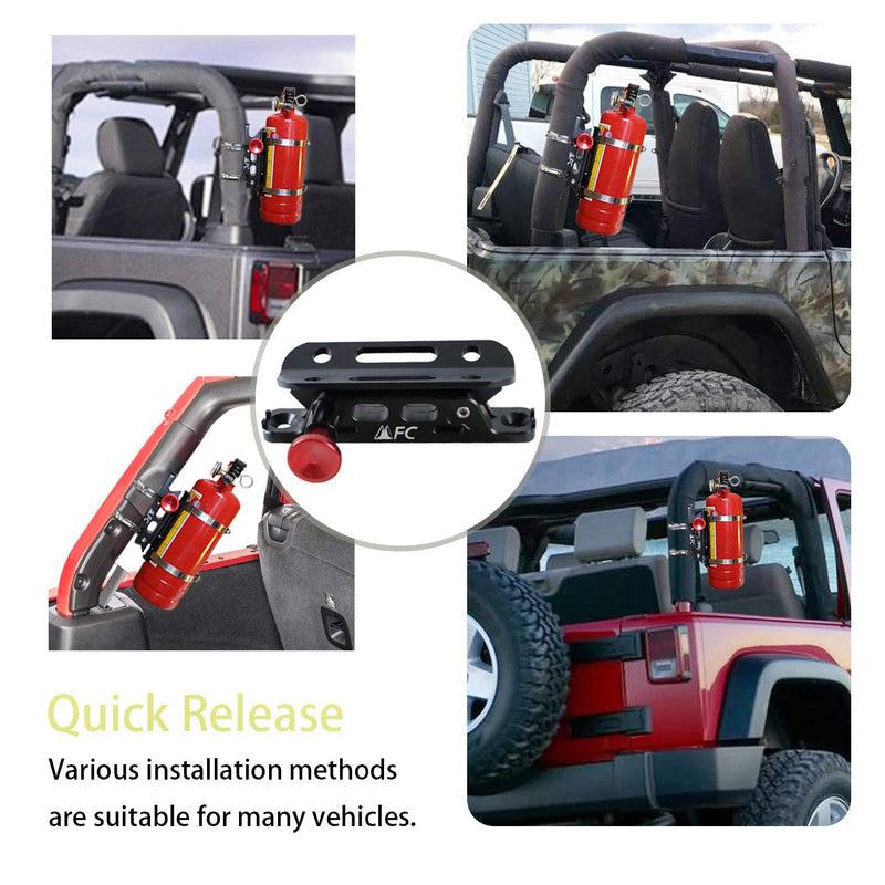 MFC New Universal Adjustable Roll Bar Fire Extinguisher Mount Bottle Holder with 8 Clamps (four sizes) Fit for Jeep Wrangler TJ JK JKU JL UTV Polaris RZR Ranger, Aluminum - NewNest Australia