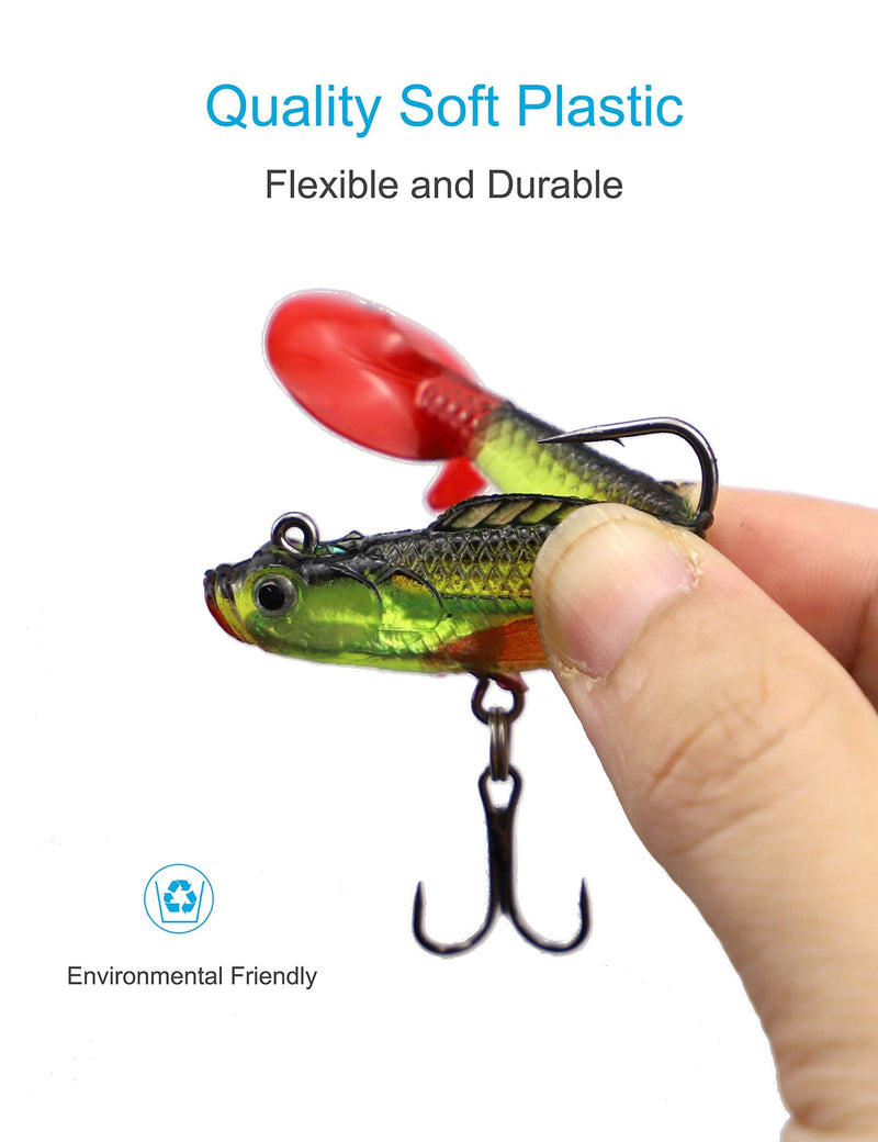Facikono Lures for Bass Jig Head Soft Swimbait, 6-Pack 6 Colors Plastic Bait for Saltwater / Freshwater Fishing - NewNest Australia