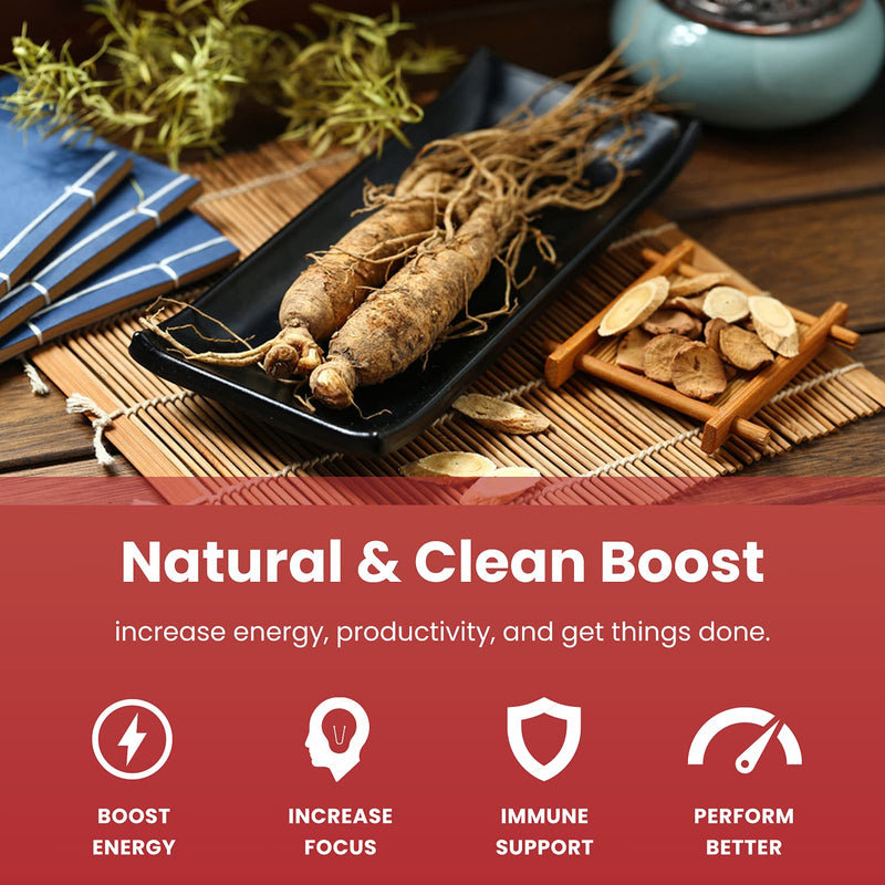 NutraChamps Korean Red Panax Ginseng - 120 Vegan Capsules Extra Strength Root Extract Powder Supplement w/ High Ginsenosides - NewNest Australia
