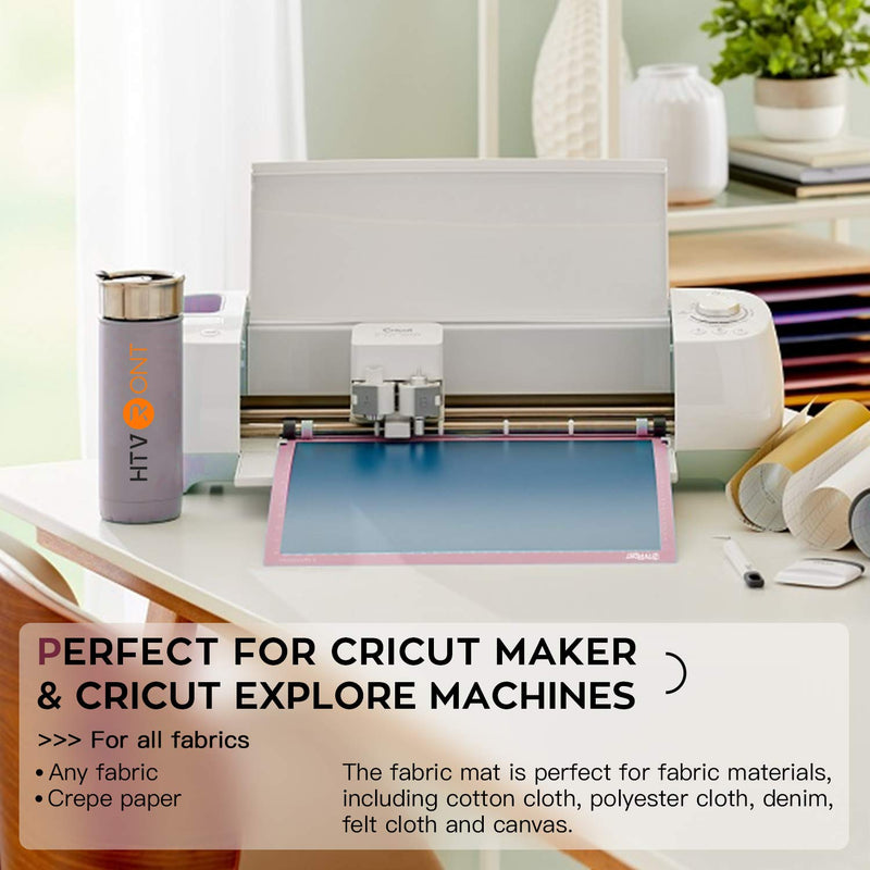 HTVRONT Fabric Grip Cutting Mat for Cricut, 3 Pack Cutting Mat 12x12 for Cricut Explore Air 2/Air/One/Maker，Fabric Adhesive Sticky Quilting Cutting Mats Replacement Accessories for Cricut FabricGrip Pink for cricut 12*12 3pack - NewNest Australia