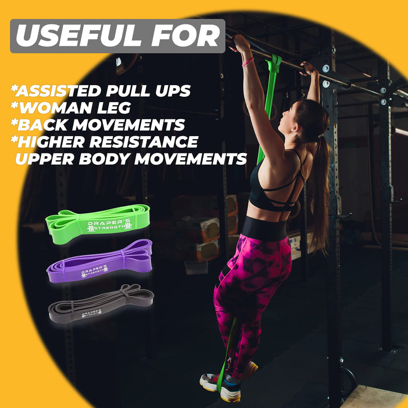 Draper's Strength Heavy Duty Resistance Stretch Loop Bands for Powerlifting Workout Exercise and Assisted Pull Ups #01 Yellow - NewNest Australia
