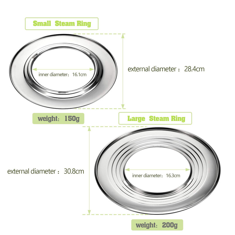 Boao 2 Pieces 11 Inch and 12 Inch Steam Ring, Stainless Steel Steaming Ring Adapter Fits 8 to 12 inches Stock Pots - NewNest Australia