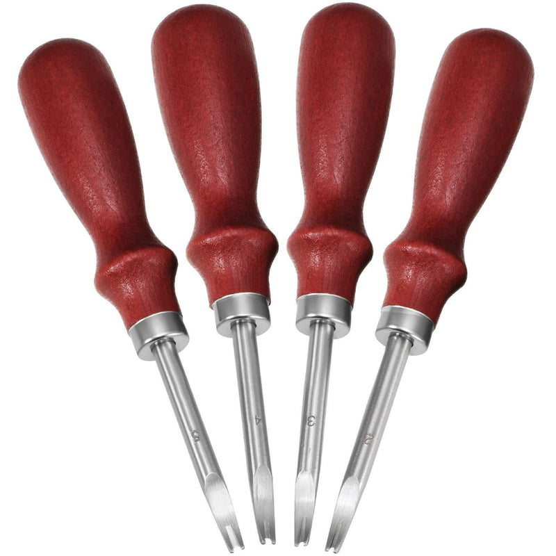 4 Pieces Edge Leather Beveler Craft Edge Beveler Cutting Beveling Leather Skiver Tool for DIY (1.5 mm, 1.2 mm, 1.0 mm, 0.8 mm) - NewNest Australia