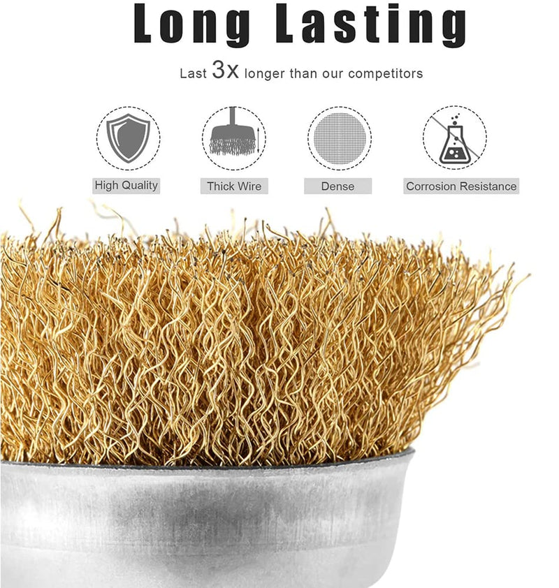 Wire Brush Wheel Steel Cup Brush Set 9 Piece Wire Power Brush for Drill 1/4 Inch Shank Arbor 0.012" Coarse Carbon Crimped Wire Wheel for Cleaning Rust,Stripping,Abrasive and Drill Attachment - NewNest Australia