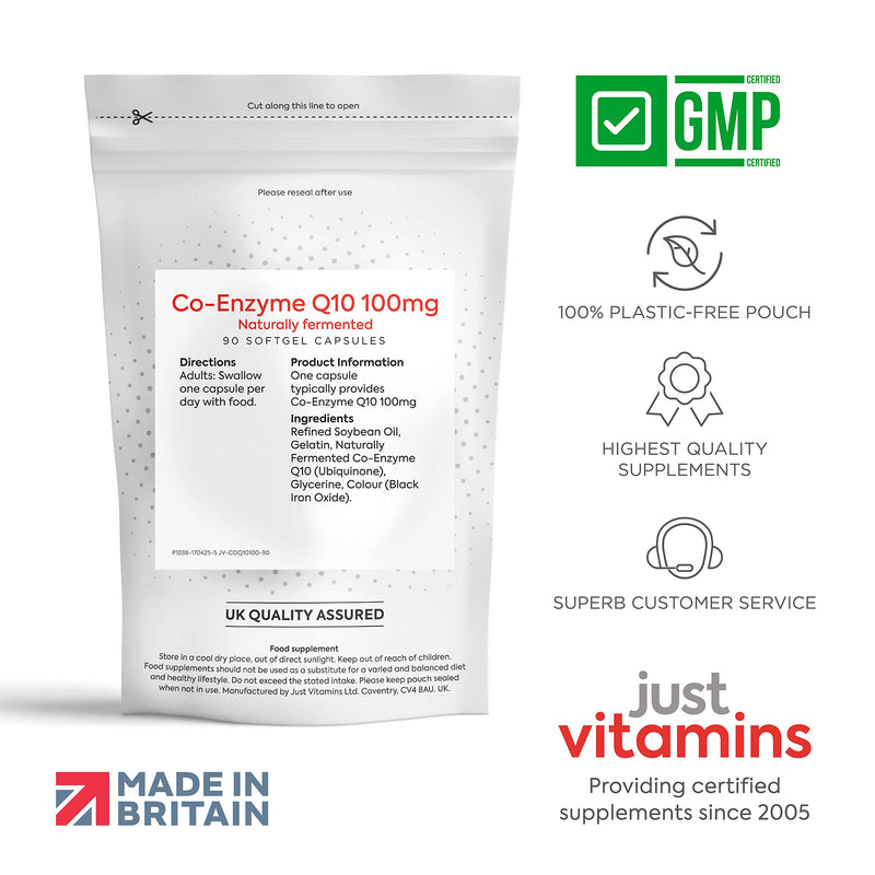 Co-Enzyme Q10 (CoQ10) 100mg - 90 Capsules | 3 Month Supply 100% Pure Co Q10 Premium Naturally Fermented & Oil Encapsulated for High Absorption - Quality Assured Coenzyme Q10 Supplement - UK Made - NewNest Australia
