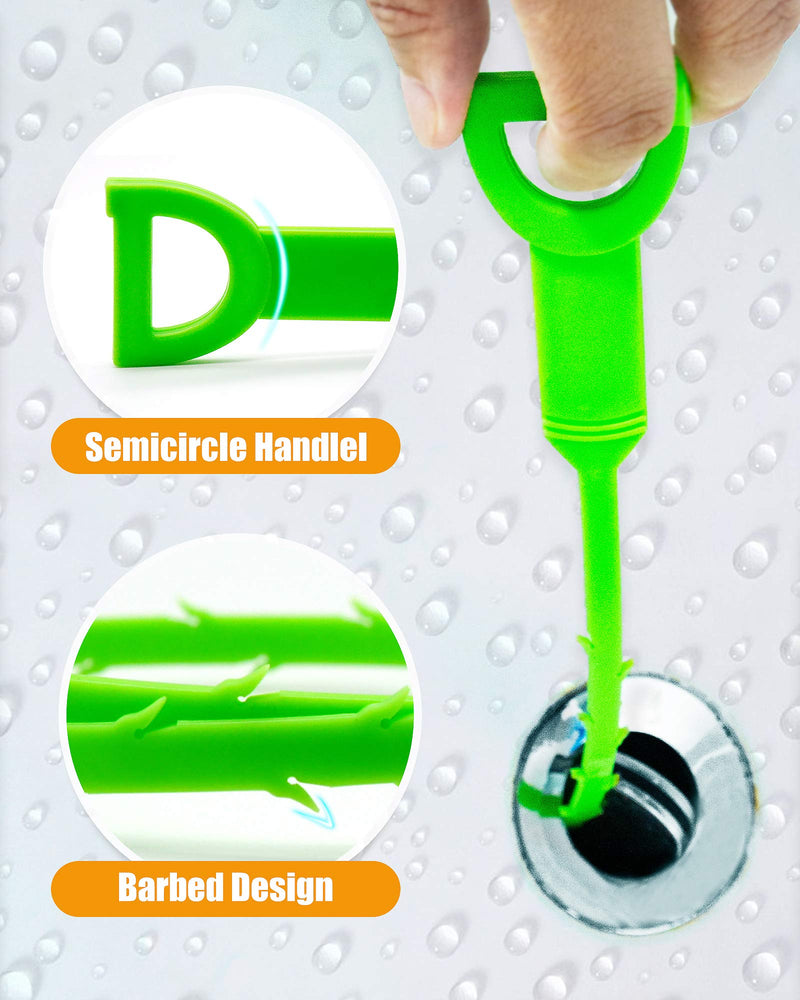 Enthun 6 Pack 25 Inch Hair Drain Clog Remover Tool, Green Drain Clog Remover Tool, Snake Hair Cleaning Tool for Sinks, Tubs & Showers, Drain Auger Hair Cleaning Tool, Hair Drain Cleaner Tool - NewNest Australia
