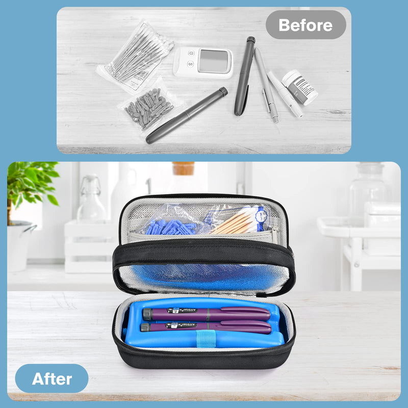 ProCase Double Insulin Cooler Bag Storage and Travel Packs for Diabetics Insulin Cooler Travel Case - Black Black - NewNest Australia