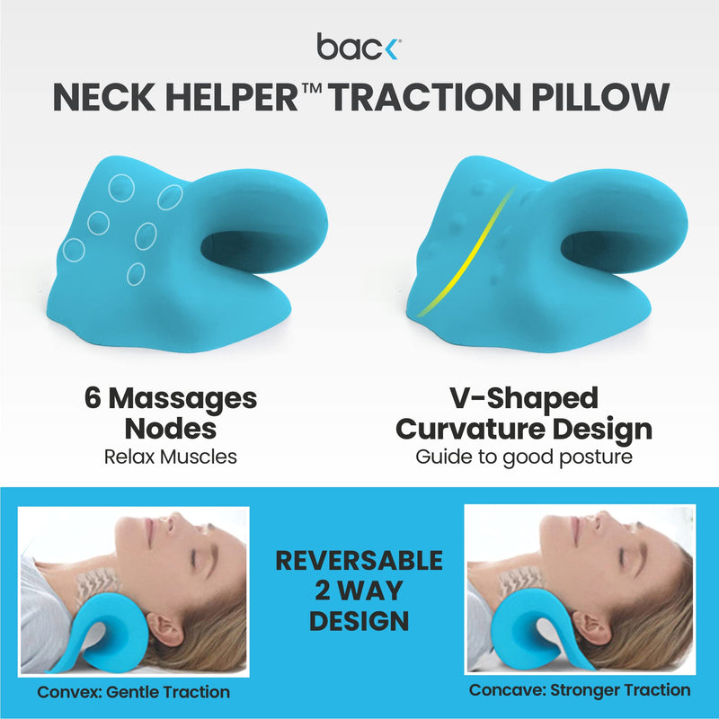 back - Neck Helper Traction Pillow for Pain Relief and Relaxer, Neck Hump and Posture Corrector, Chiropractic Neck Pillow for Pain Relief and Spine Alignment… Blue - NewNest Australia