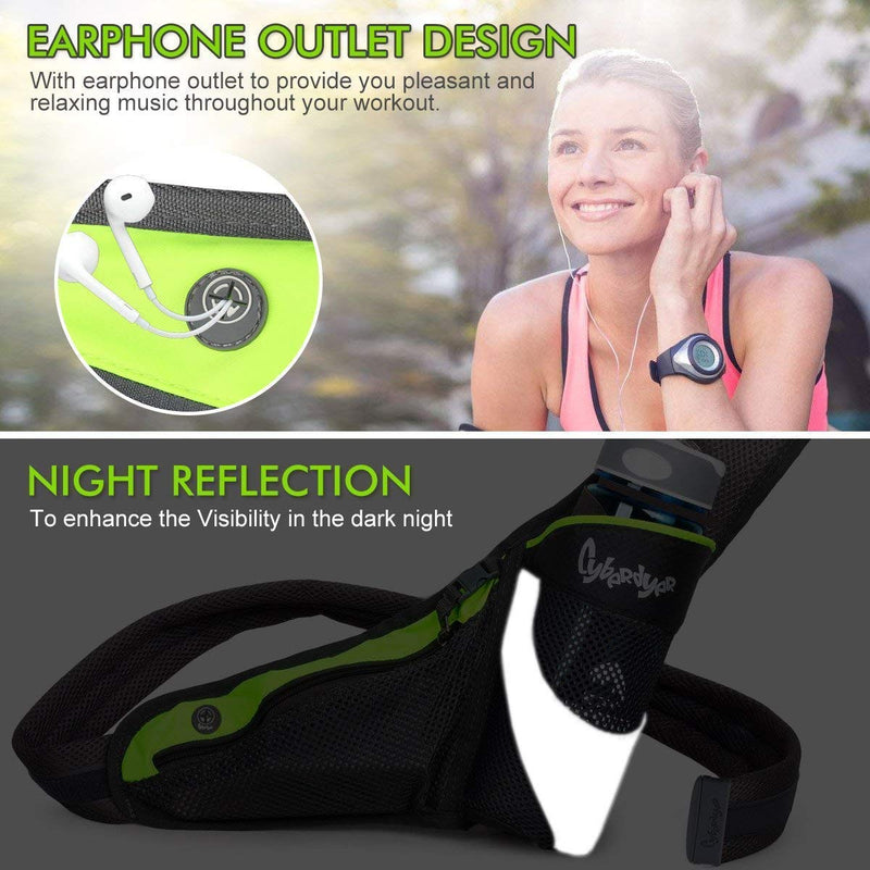 PYFK Running Belt Hydration Waist Pack with Water Bottle Holder for Men Women Waist Pouch Fanny Bag Reflective Green - NewNest Australia