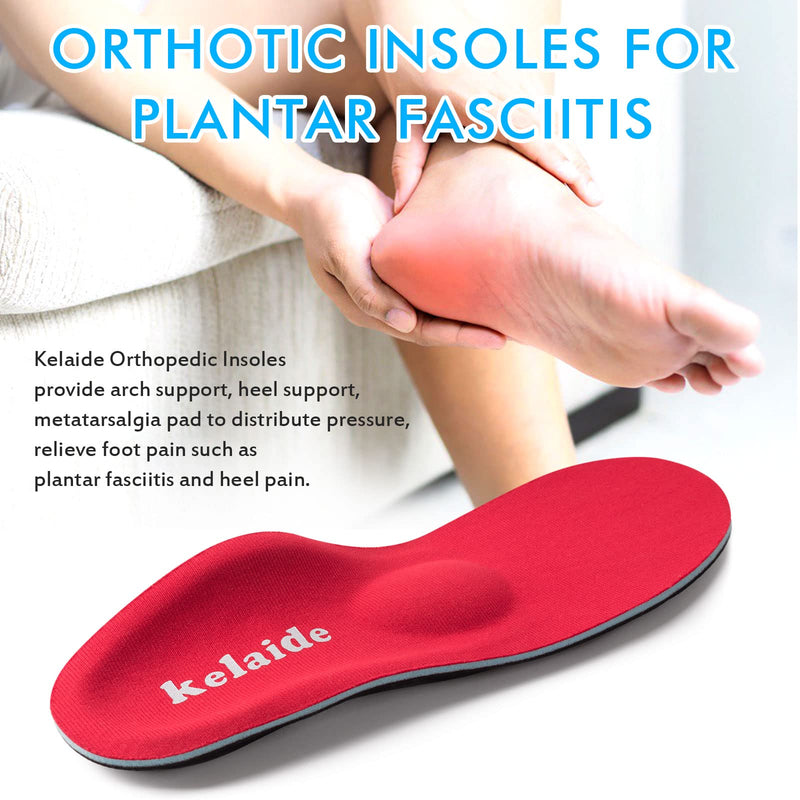Orthotic Insoles, High Arch Support Soft Insert for Flat Feet, Plantar Fasciitis, Feet Pain, Foot Valgus, Over Pronation, Walking Fit Insoles for Men and Women UK-9-280mm Red - NewNest Australia