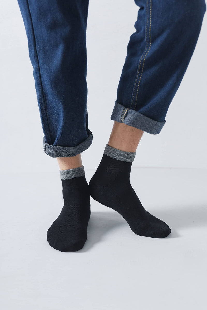 Yomandamor Men's Bamboo Diabetic Ankle Socks with Seamless Toe and Non-Binding Top,6 Pairs L Size(10-13) Large (6 Pair) 6 Pairs Black With Grep Top - NewNest Australia