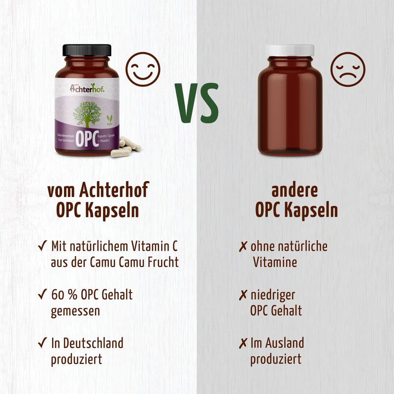 OPC grape seed extract 200 capsules | 584mg grape seed extract per capsule of which 350mg OPC | Highly dosed and cold pressed | free from artificial additives | from the aft yard - NewNest Australia