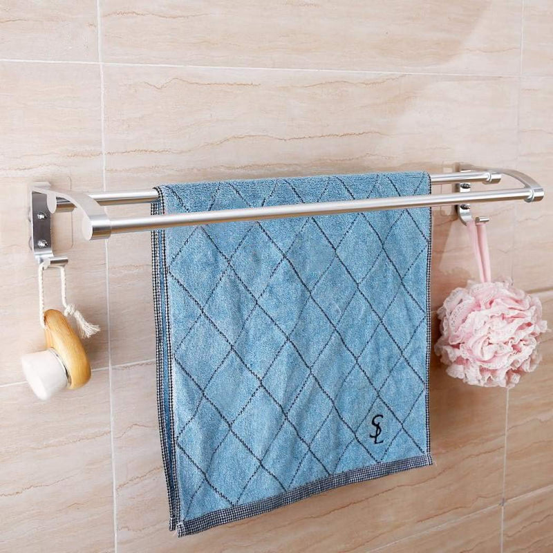 Royal Brands Self Adhesive Towel Bar | Double Towel Holder with 2 Hooks | No Tools Necessary | 23" Long - NewNest Australia