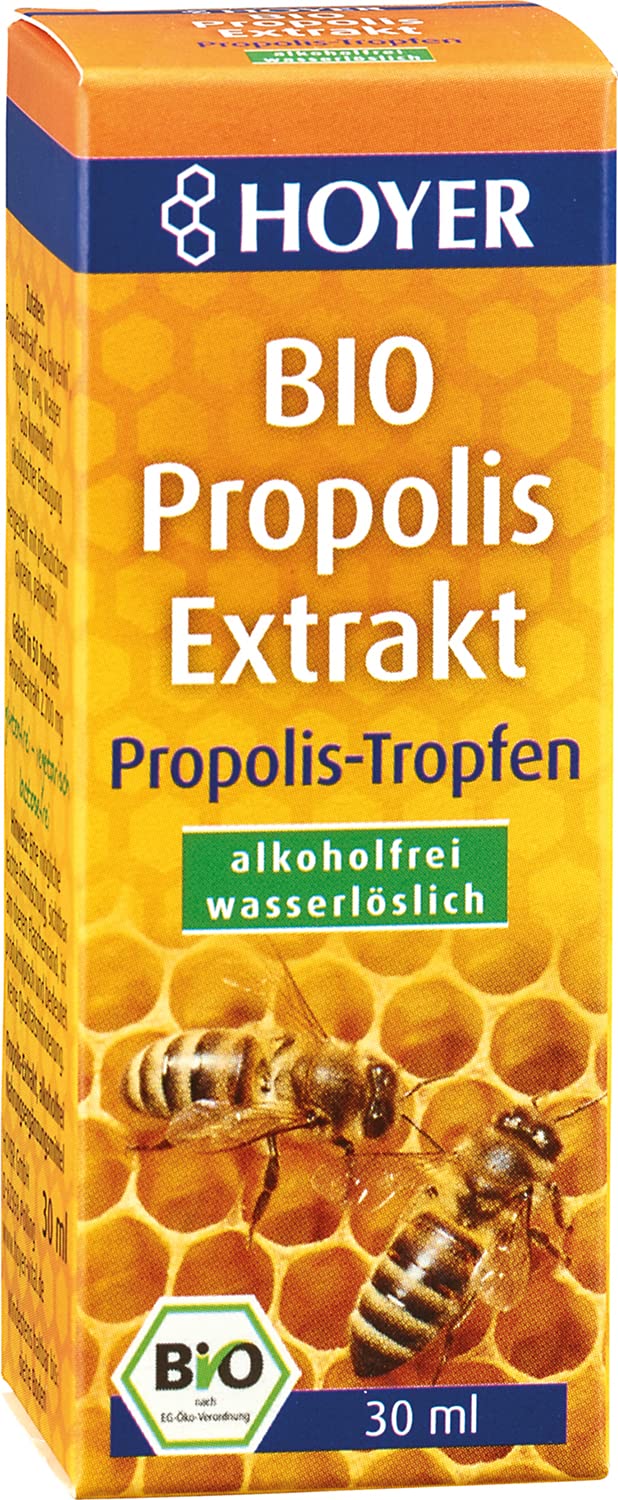 HOYER Propolis drops organic - alcohol-free & water-soluble - pure propolis extract as a dietary supplement or for external use - 30 ml - NewNest Australia