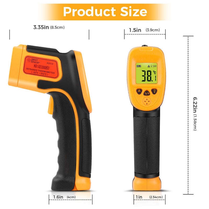 NewNest Australia - Infrared Thermometer, Digital IR Laser Thermometer Temperature Gun -26°F~1022°F (-32°C～550°C) Temperature Probe Cooking/Air/Refrigerator - Meat Thermometer Included -Non Body Thermometer 