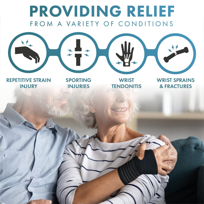 Actesso Elastic Wrist Support with Strap - (M, Black) - Ideal for Sprains, Injury or Sports Use with no Metal bar - Support Without inhibiting Flexibility | Left or Right M (Pack of 1) - NewNest Australia