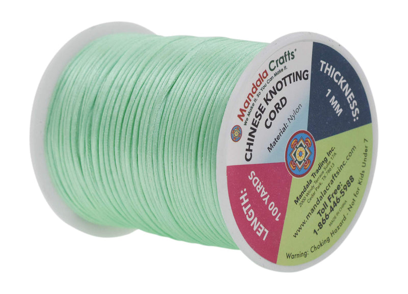 Mandala Crafts Satin Rattail Cord String from Nylon for Chinese Knot, Macramé, Trim, Jewelry Making Aqua 1mm - NewNest Australia
