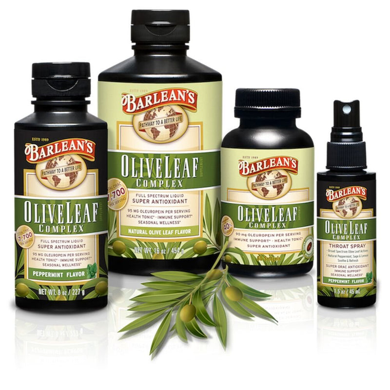 Barlean's Peppermint Olive Leaf Complex with 7,700 ORAC and 95mg Oleuropein - Non-GMO, Sustainably Sourced, Kosher - 16-Ounces - NewNest Australia