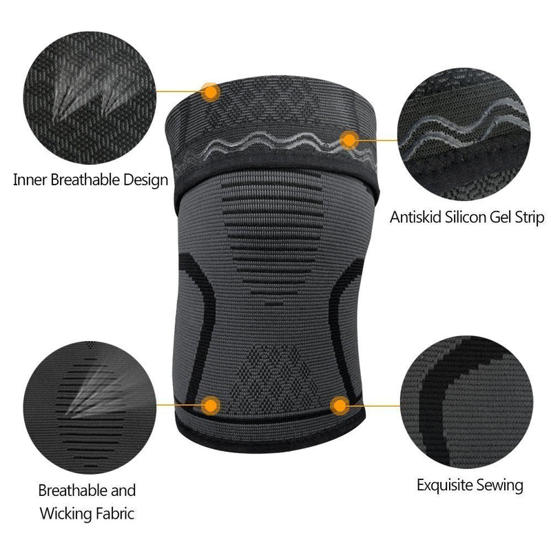 BESKEY Knee Support (Pair) Anti Slip Knee Brace Elastic Breathable Knee Compression Sleeve Help Joint Pain Relief for Arthritic Sufferer and Recovery from Injuries Fit for Sports (M, Black) M (Pack of 2) - NewNest Australia