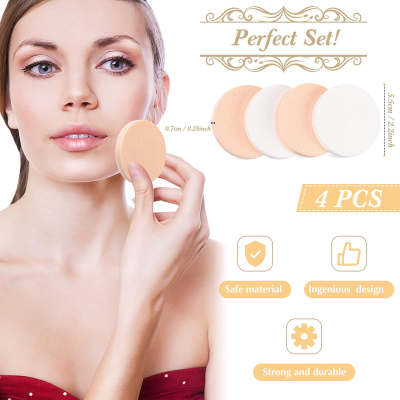 Patelai 4 Packs White Makeup Sponge Round Face Paint Sponge Set Washable Powder Puff Foundation Sponges for Liquid Makeup Dry and Wet Dual Face Latex Makeup Beauty Reusable Make up Pads for Adults - NewNest Australia