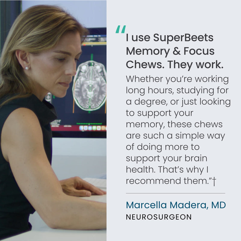 HumanN SuperBeets Memory + Focus Chews - Helps Support Brain Health & Alertness - SuperBeets Nootropic Supplement with Resveratrol & Beet Root Powder, Blueberry Pomegranate Flavor, 30 Soft Chews - NewNest Australia