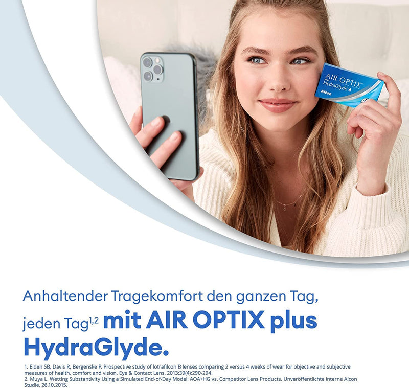 Air Optix plus HydraGlyde monthly lenses soft, 6 pieces, BC 8.6 mm, DIA 14.2 mm, +0.25 diopters 0.25 diopters 8.6 millimeters 14.2 millimeters - NewNest Australia