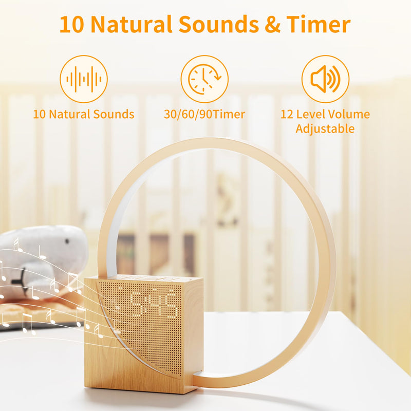 Inssisain Bedside Lamp With Alarm Clock, Desk Lamp With Usb Port, 10 Natural Sounds, Touch Control, 3 Brightness Levels, 4-In-1 Led Night Light For Bedroom, Bedside, Office - NewNest Australia