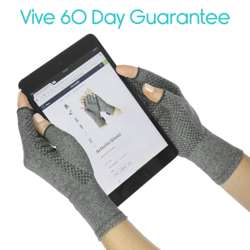 Vive Arthritis Gloves with Grips - Men & Women Textured Fingerless Compression - Open Finger Hand Gloves for Rheumatoid and Osteoarthritis - Arthritic Joint Pain Relief (Large) L - NewNest Australia
