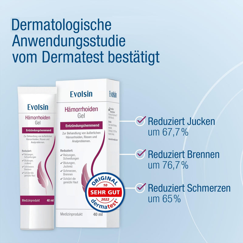 Evolsin® hemorrhoid gel - against burning, pain, bleeding and itching - anti-inflammatory hemorrhoid ointment also for anal fissures - medical product - NewNest Australia
