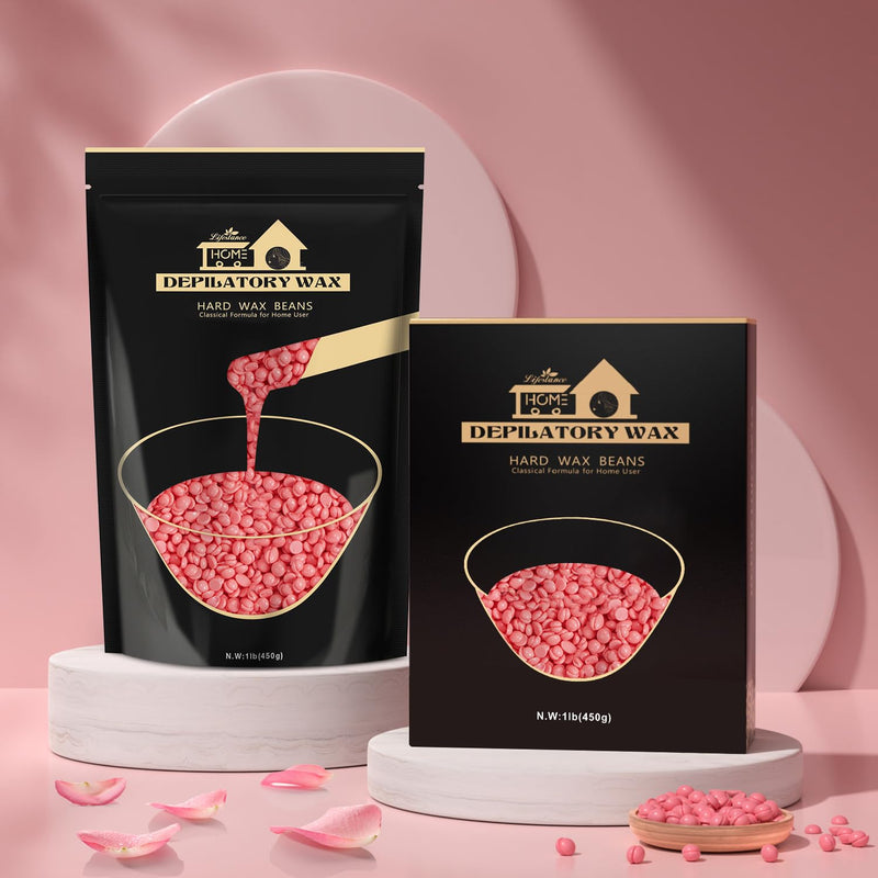 Lifestance 450 G Waxing Beads Formulated For Beginners, Wax Beads With 10 Wooden Spatulas For Hair Removal, Rose Wax Hair Removal Beads For Fine Hair, Face, Eyebrow, Arms, Fingers And Toes - NewNest Australia