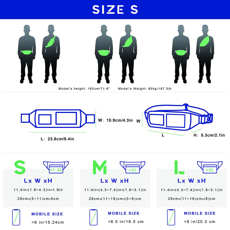 WATERFLY Fanny Pack for Women Men Water Resistant Small Waist Pouch Slim Belt Bag with 4 Pockets for Running Travelling Hiking Walking Lightweight Crossbody Chest Bag Fit All Phones Green - NewNest Australia