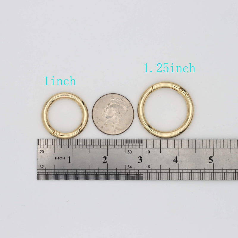 JWBIZ 15pcs Trigger Spring O Rings Round Carabiner Clip Snap for Keyrings Buckle, Bags,Purses (Gold, 1 inch) Gold - NewNest Australia
