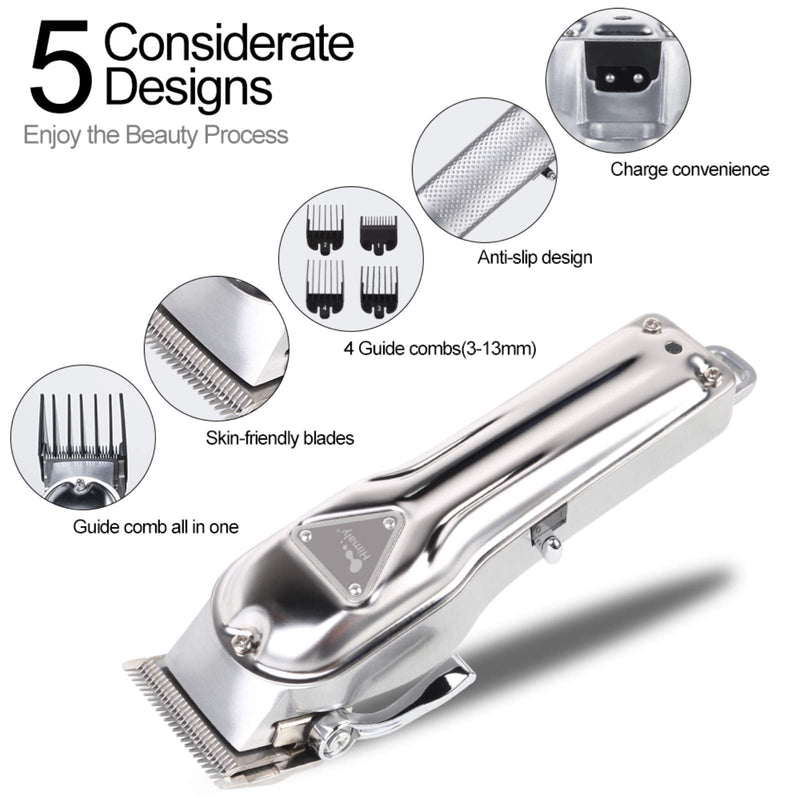 Himaly Professional Hair Clippers - Electric Cordless Hair Clippers Rechargeable Beard Trimmer Cordless & Corded Grooming Kit with 4 Guide Combs for Men and Women Silver - NewNest Australia