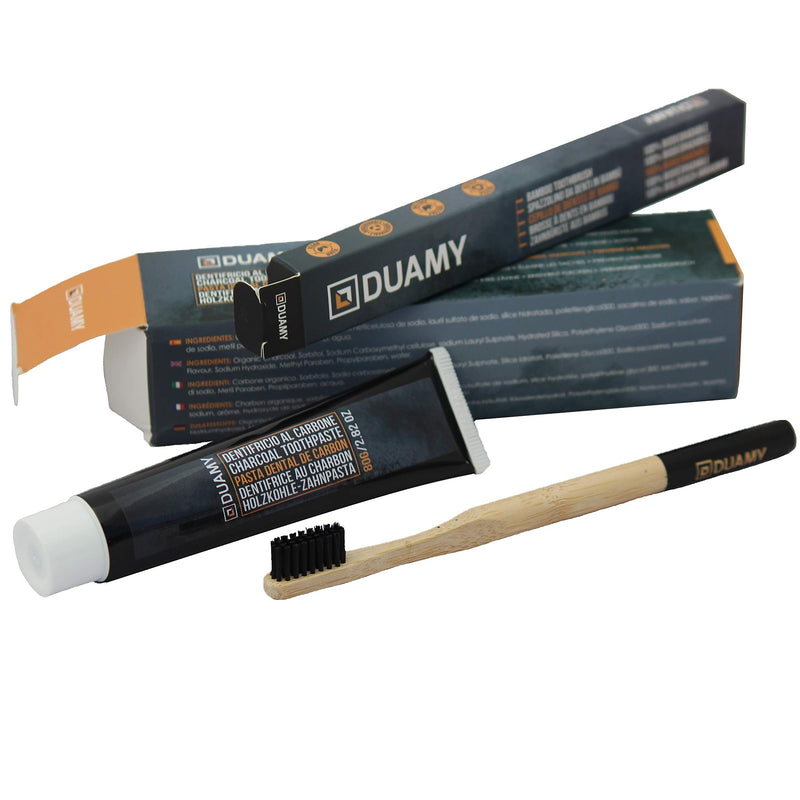 Activated Carbon Toothpaste. Tooth Whitener Activated Carbon with a 100% Biodegradable Bamboo Toothbrush. Charcoal Teeth whitening. Toothpaste for Sensitive Teeth. Kit Tooth whitening Paste 80 gr. - NewNest Australia