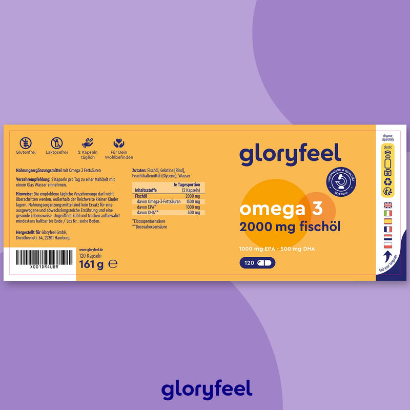 Omega 3 Capsules - High Dose With 2000 Mg Fish Oil, 1000 Mg Epa & 500 Mg Dha Per Daily Dose (In Triglyceride Form) - Essential Fatty Acids From Anchovis - Laboratory Tested In Germany - NewNest Australia