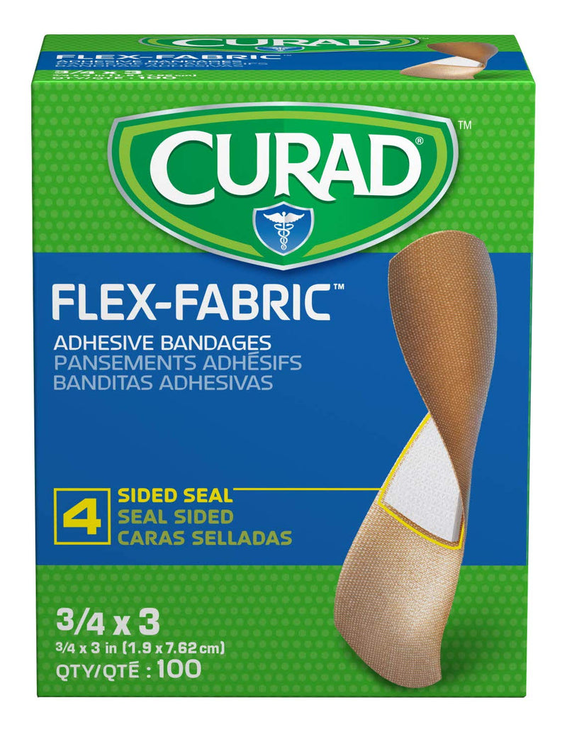 Curad Flex Fabric Adhesive Bandages, Bandage Size is 3/4" x 3" (Box of 100) - NewNest Australia