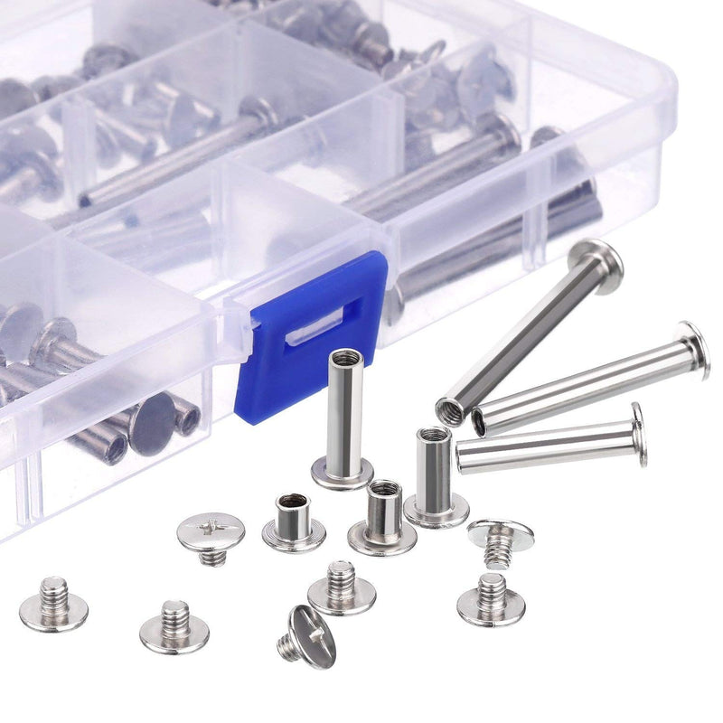 Pangda 80 Set Chicago Binding Screw Assorted Kit Metal Round Cross Head Stud Screw Post Nail Rivet Chicago Button for DIY Leather Decoration Bookbinding (5 x 5, 8, 12, 18, 25, 35, 45, Silver) 5 x 5, 8, 12, 18, 25, 35, 45 - NewNest Australia