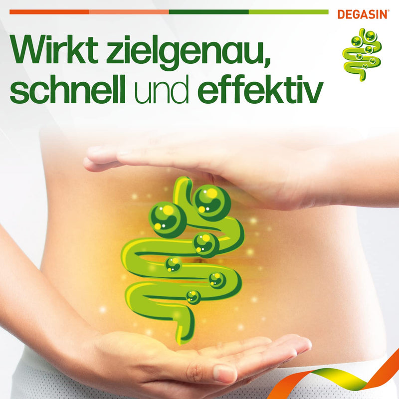 DEGASIN Intens - high-dose preparation with 280 mg simeticone - relieves flatulence, gastrointestinal problems and a feeling of fullness - 1 x 32 soft capsules - NewNest Australia