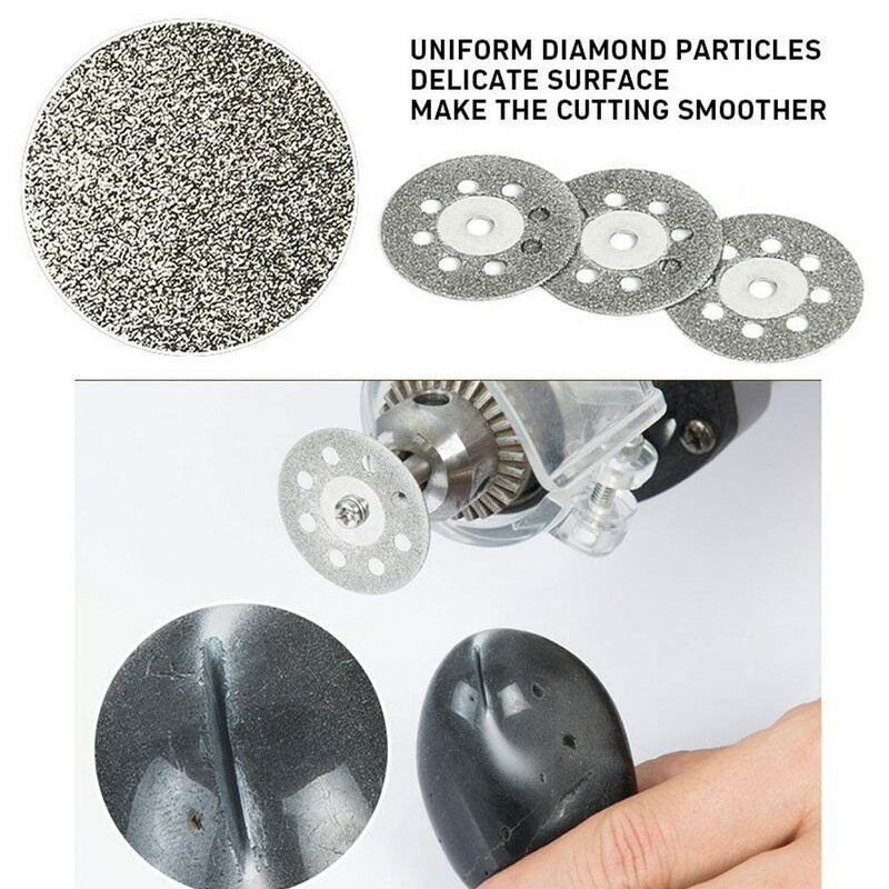 YEEZUGO 10 pcs Diamond Cutting Wheel Cut Off Discs Coated Rotary Tools W/Mandrel 22mm for Dremel - NewNest Australia