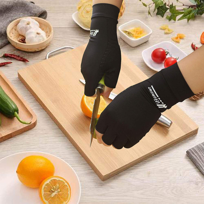 2 Pairs Copper Arthritis Gloves - Copper Compression Gloves, Fingerless Gloves for Typing & Daily Work - for Men&Women Black Small (2 Pair) - NewNest Australia