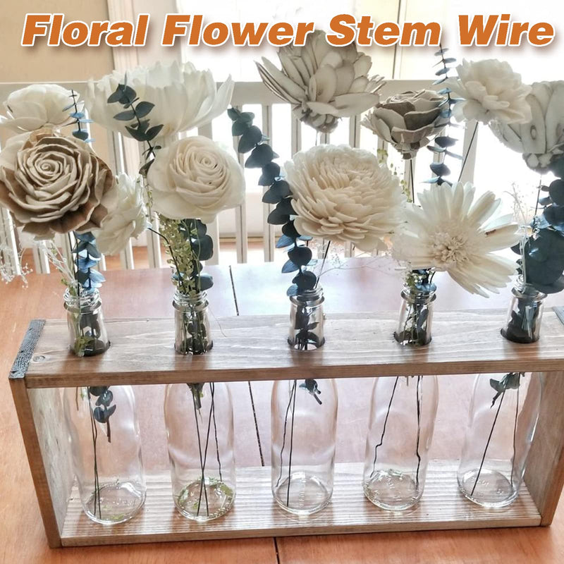 200 Pcs Floral Flower Stem Wire,16 Inch 22 Gauge Flower Paper Wrapped Wire,Green Crafting Floral Stem for Flower Arrangements DIY,Bouquent Stem Wrapping and Crafts - NewNest Australia