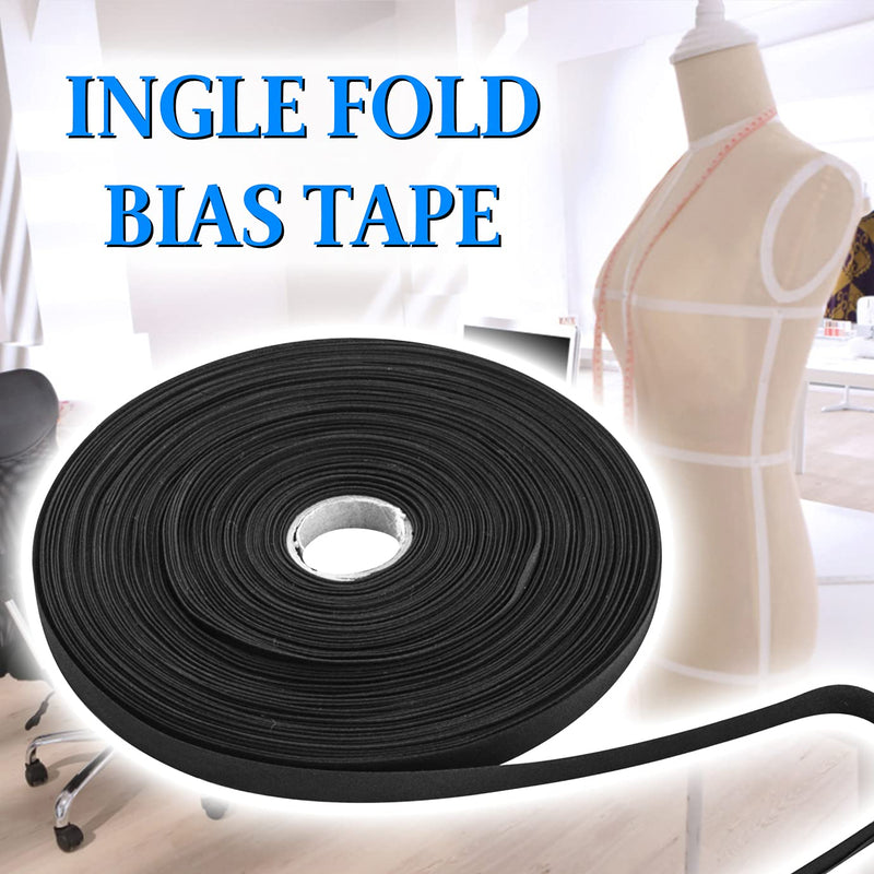 WXJ13 Single Fold Bias Tape 1/2 Inch Bias Binding Tape, Sewing Bias Tape, Hemming Tape for Carpet Edges, DIY Crafts, Seaming, Sewing, Piping, Quilting (Black, 55 Yards) - NewNest Australia